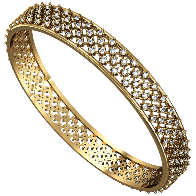 14K Hallmarked Gold | Natural Diamond Bangle 4BGAA005
