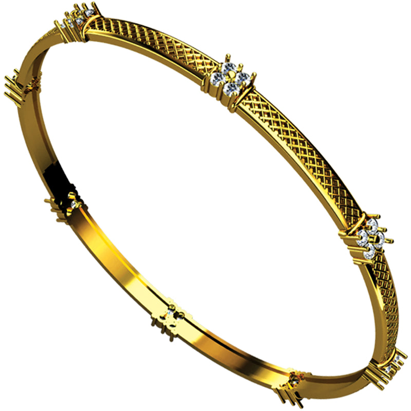 14K Hallmarked Gold | Natural Diamond Bangle 4BGAA059