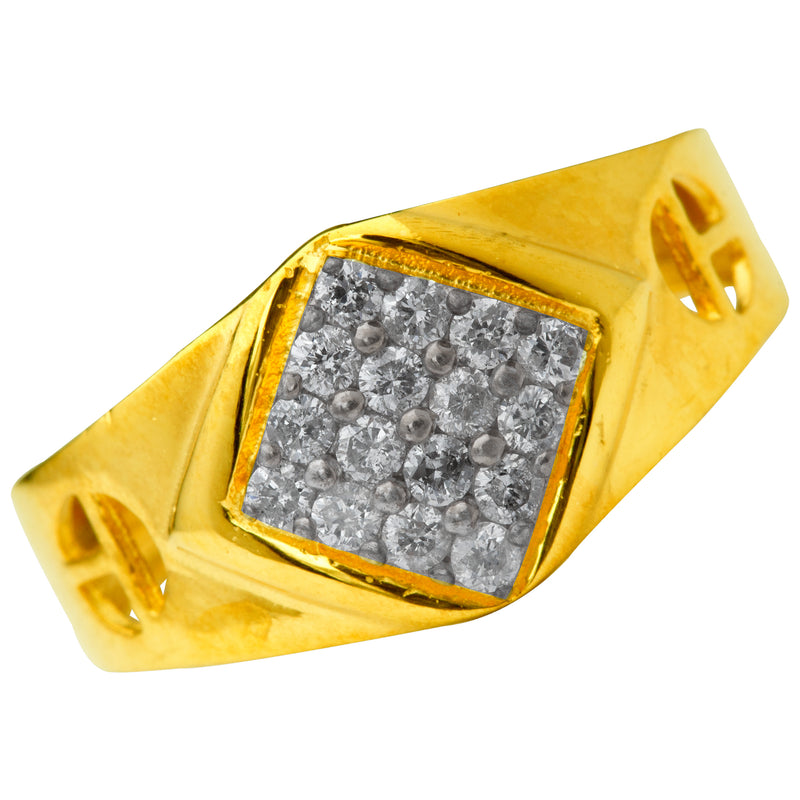 14K Hallmarked Gold | Natural Diamond Gents Ring 4GRAA063