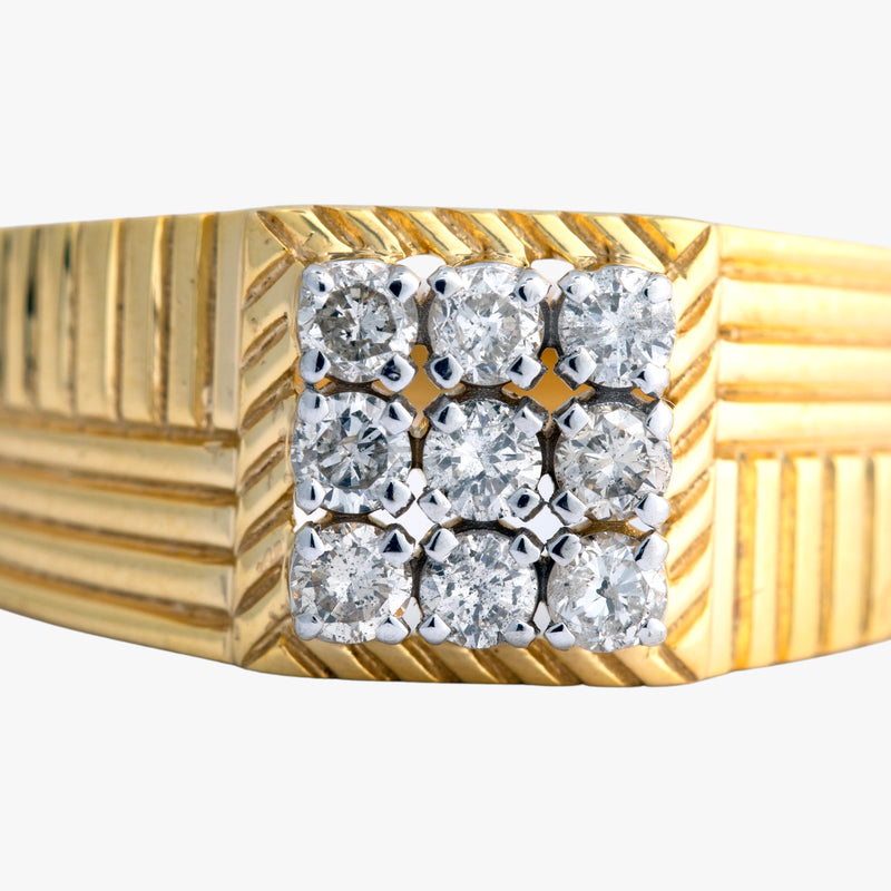 14K Hallmarked Gold | Natural Diamond Gents Ring 4GRSJ115