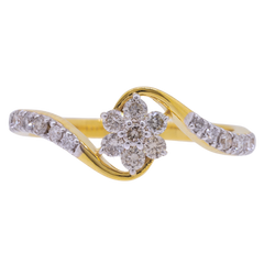 Gold ring with diamond flower design