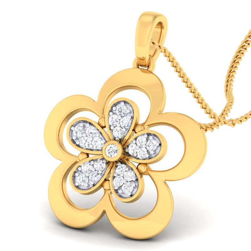 14K Hallmarked Gold | Natural Diamond Pendant 4PNSJ066
