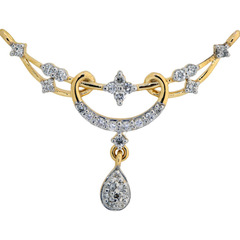 14K Hallmarked Gold | Natural Diamond Mangalsutra Pendant 4TMSJ075
