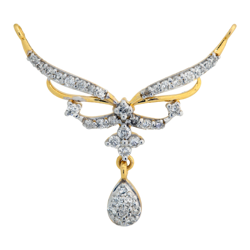 14K Hallmarked Gold | Natural Diamond Mangalsutra Pendant 4TMSJ080