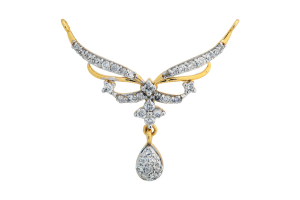 14K Hallmarked Gold | Natural Diamond Mangalsutra Pendant 4TMSJ080